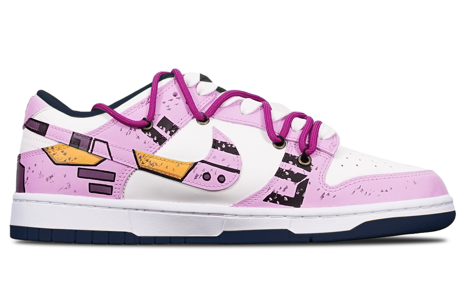 

Кроссовки Nike Dunk Skateboard Shoes Women's Low-Top White Black/Purple/Yellow