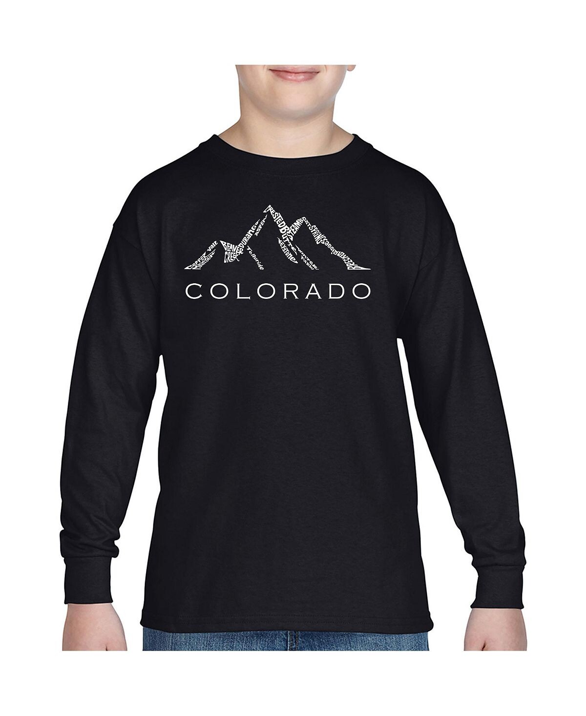 

Лонгслив Big Boy's Word Art - Colorado Ski Towns LA Pop Art, черный
