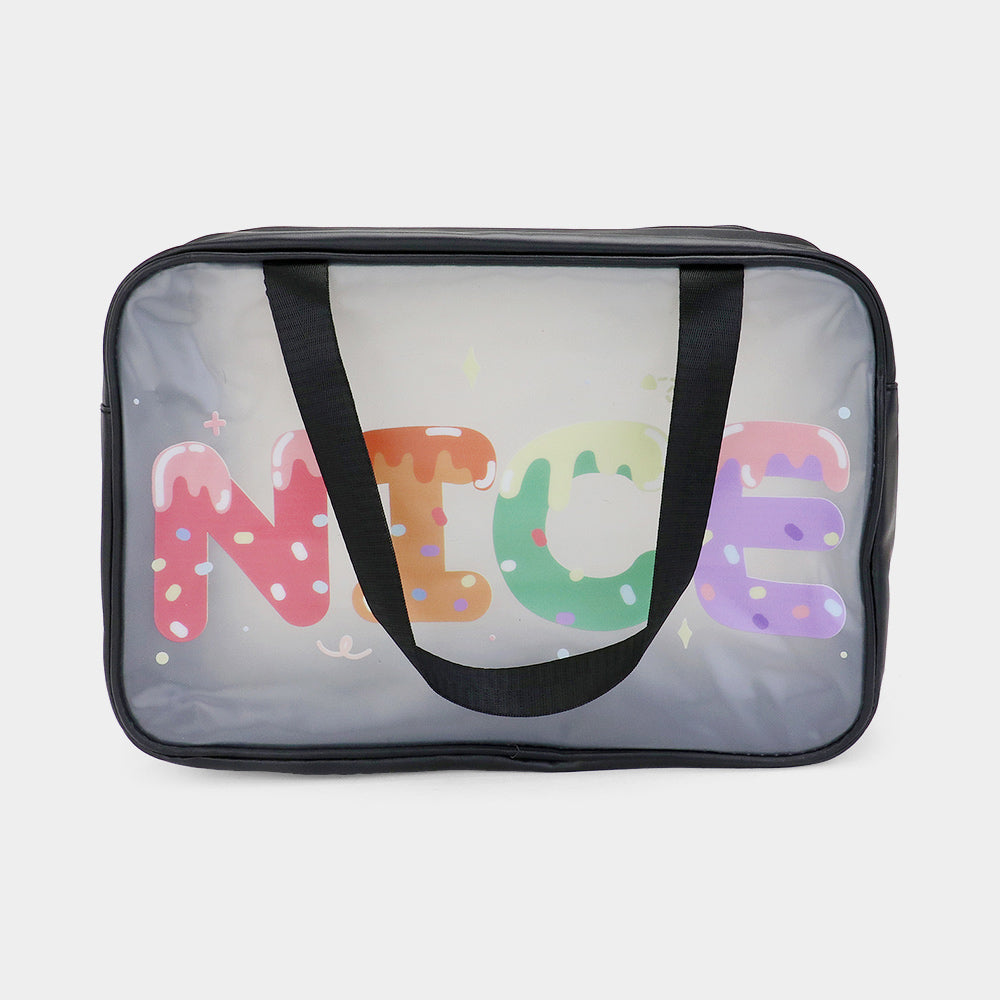 

Стильная сумка через плечо с принтом и прозрачной сеткой FASHNZFAB, черный