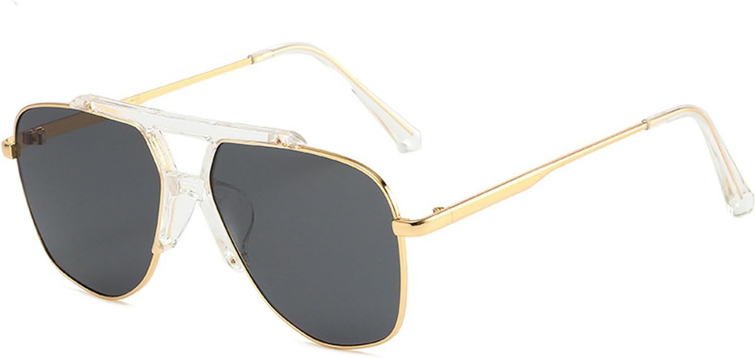 

Винтажные металлические солнцезащитные очки с двойной перемычкой квадратной формы для женщин, очки-пилот, солнцезащитные очки с защитой от УФ-излучения UV400 для мужчин, очки для вождения mincl, Gold Black