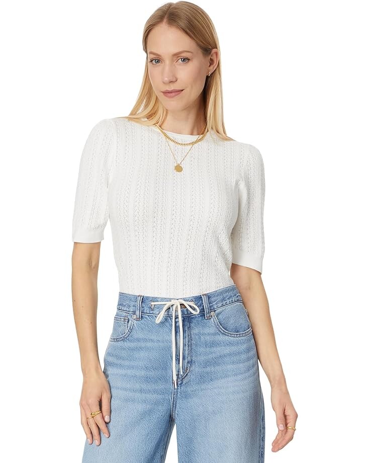 

Футболка Madewell Calla Snowy Lace Short Sleeve Elbow Tee, цвет Frost