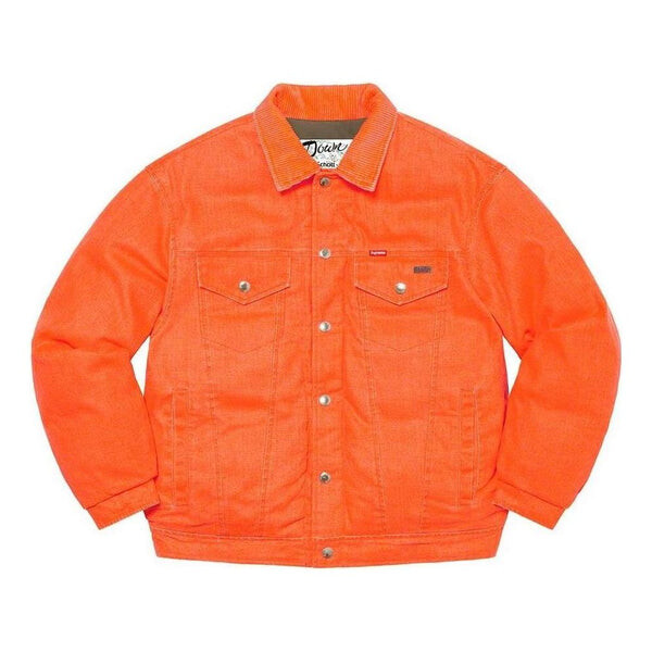 

Куртка x schott canvas down trucker jacket 'orange olive green' Supreme, оранжевый