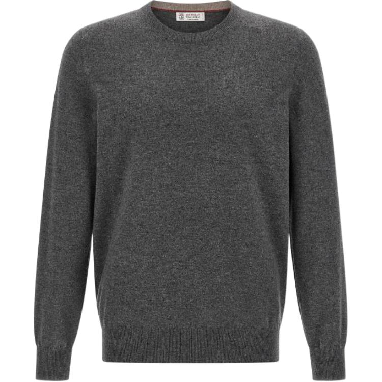 

Вязаный свитер с круглым вырезом Brunello Cucinelli, серый
