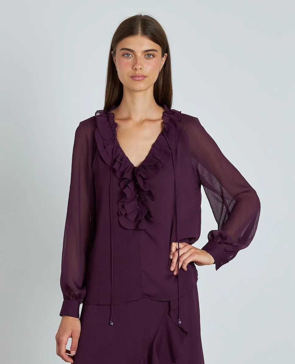 

Женская блузка с оборками и застежкой на пуговицы спереди Alma en Pena, фиолетовый