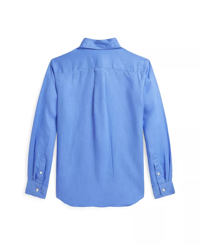 Рубашка из льна для мальчиков Big Boys Polo Ralph Lauren, синий — фото 2