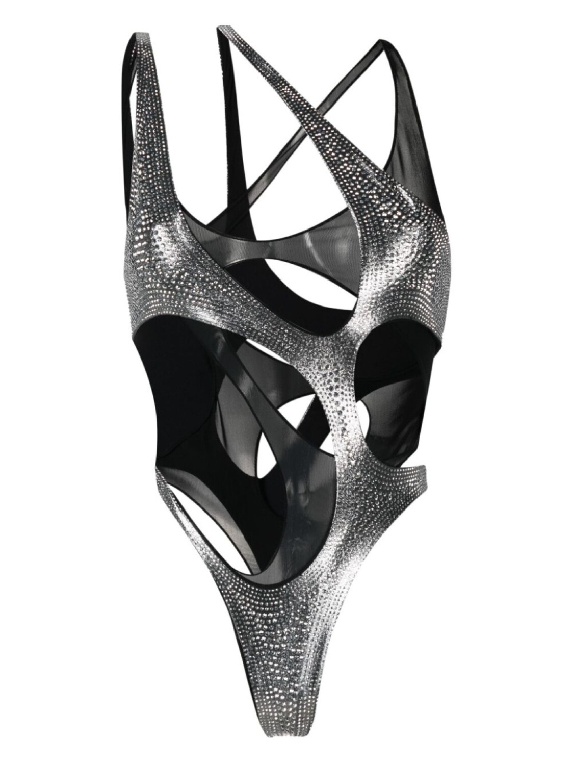 

Купальник с вырезами и заклепками Mugler, черный
