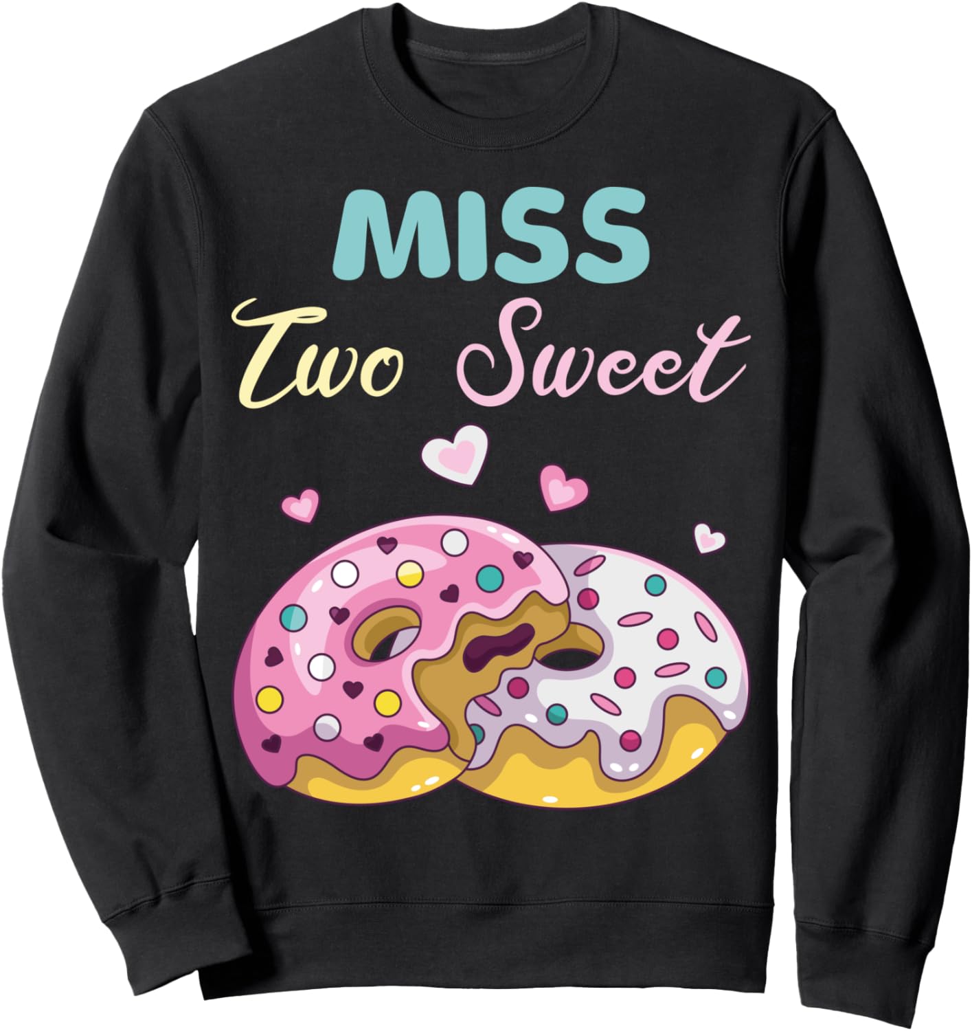 

Толстовка с надписью «Два милых малыша на второй день рождения: семейный наряд с пончиками» Family Look 2 Year Old Desserts Decoration Gifts, черный