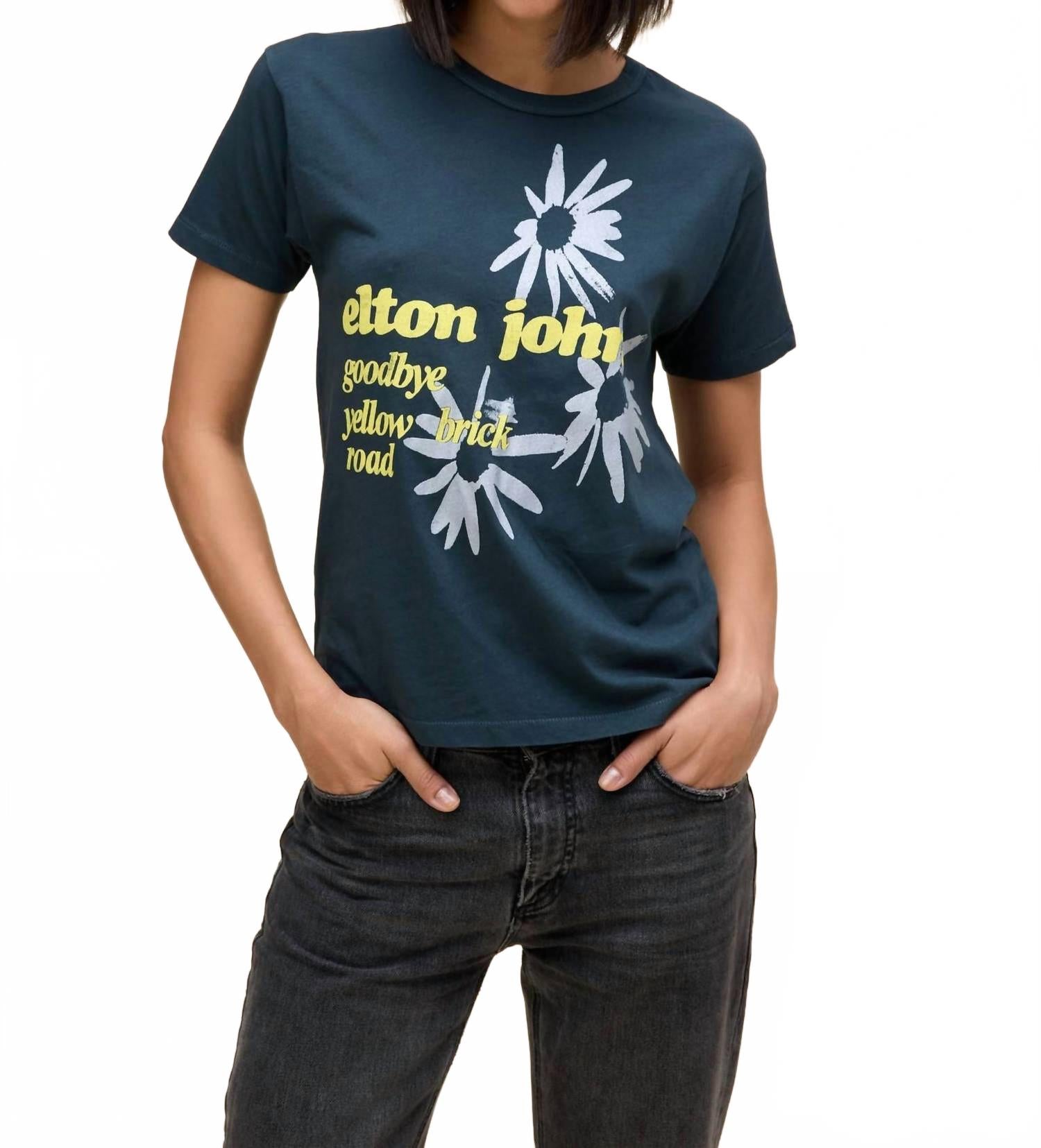 

Футболка с принтом Elton John в черном цвете DAYDREAMER