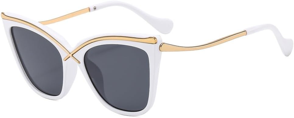 

Женские солнцезащитные очки «кошачий глаз» в винтажном стиле с градиентным переходом цвета. Оправа для солнцезащитных очков с защитой от УФ-излучения UV400 HDUBFY, White