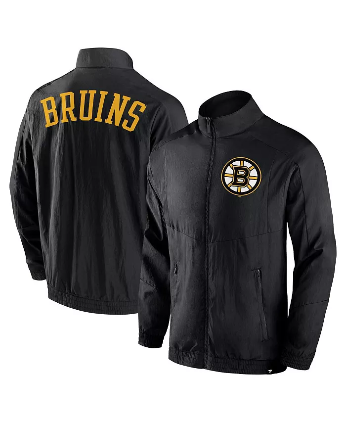 

Мужская черная ветровка Boston Bruins Step Up Crinkle Raglan на молнии Fanatics