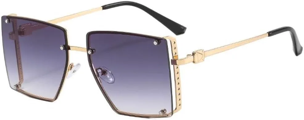 

Модные солнцезащитные очки-щитки для женщин и мужчин, с градиентными линзами, оправой из сплава, безрамочные, класса люкс, защита от УФ-излучения UV400 generic, C2