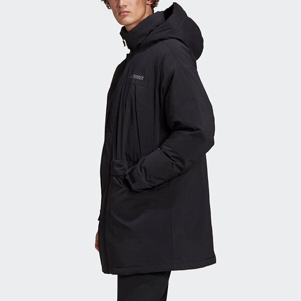 Пуховик adidas Xplr Dwn Praka Stay Warm mid-length hooded down Jacket Black, черный — фото 3