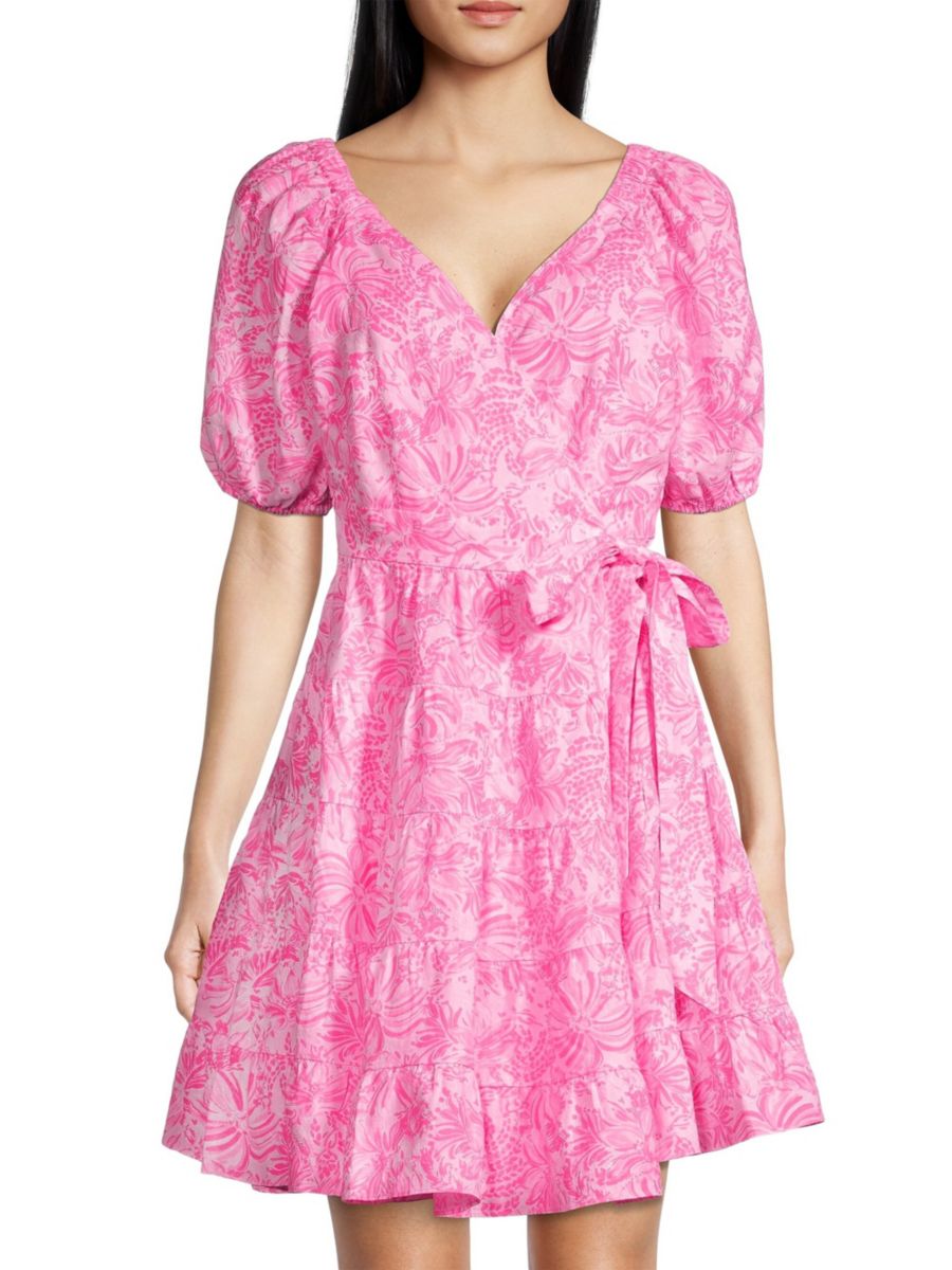 

Льняное мини-платье-халат Iralee с цветочным принтом Lilly Pulitzer, цвет Pink Multicolor