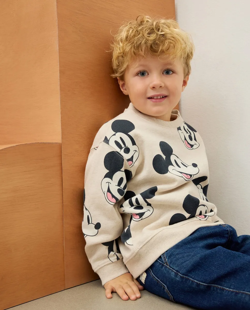 

Толстовка на молнии без капюшона с фантазийным принтом Микки для мальчика Kids El Corte Inglés, белый