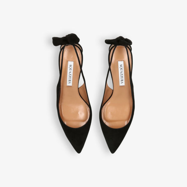 Ботинки Aquazzura на каблуке с бабочкой из замши, черный — фото 2