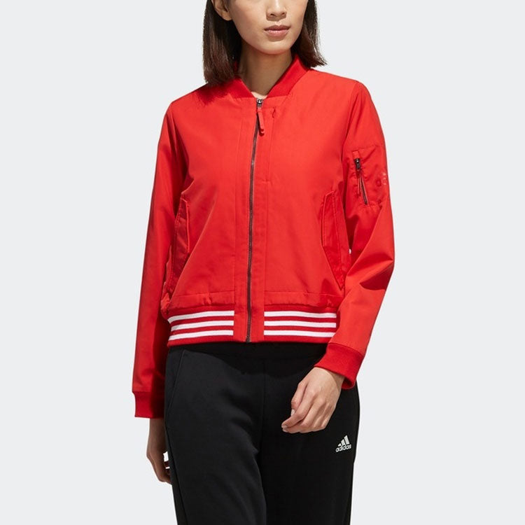 Куртка (WMNS) adidas WV 3S Zipper Casual Sports Woven Jacket Red FI9270 — фото 3