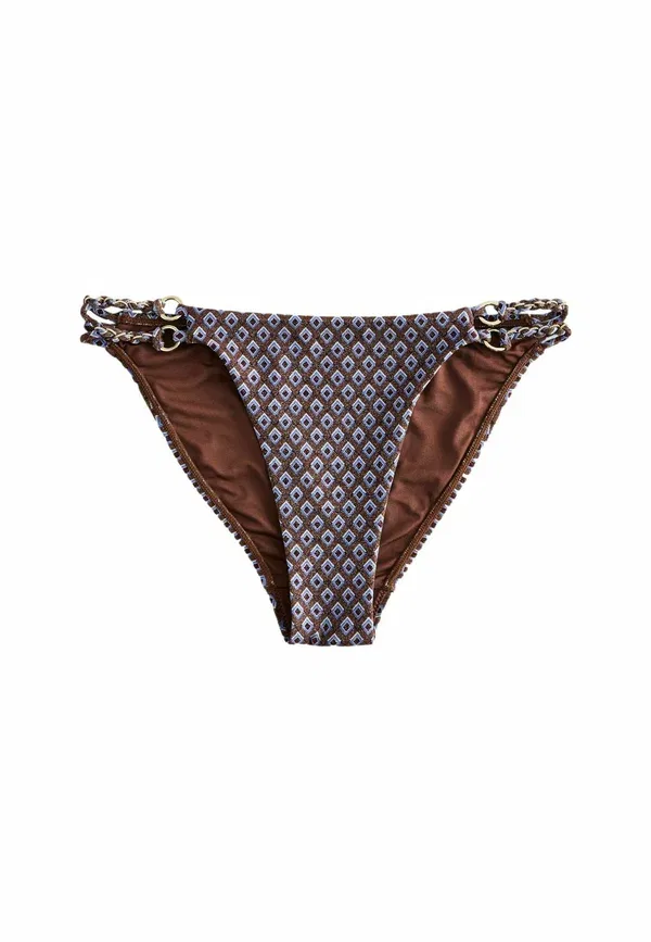 Трусы бикини Regular fit hardware tanga bikini bottoms Next, шоколадно-коричневый геометрический люрекс