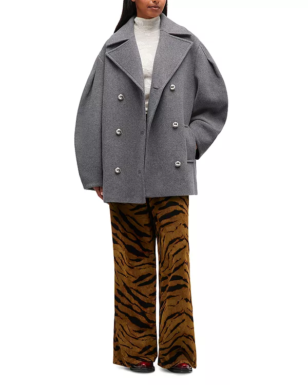 

Пальто-Бушлат большого размера Ganni, серый