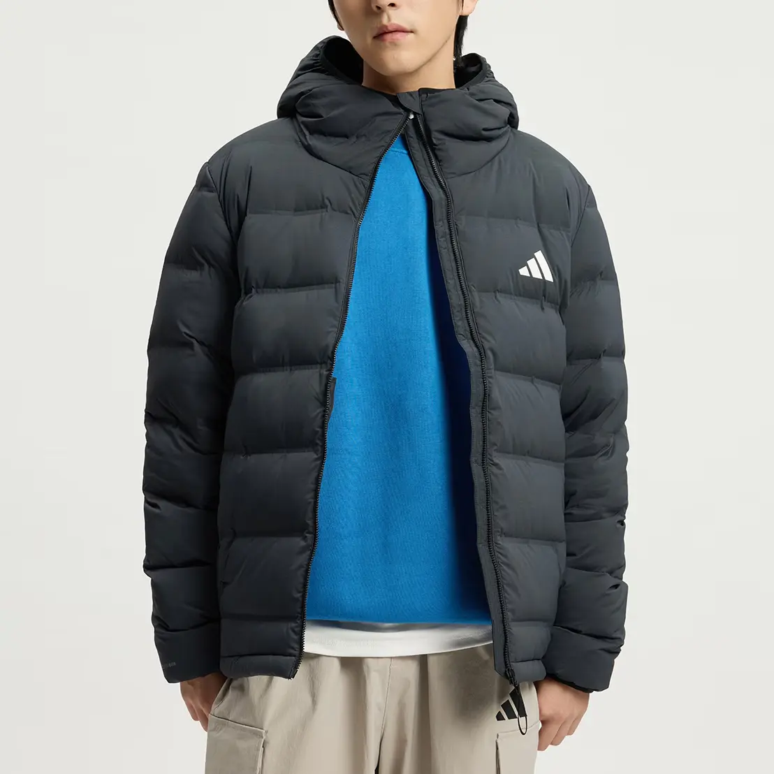 Adidas Растягивающийся утепленный пуховик с капюшоном, Black/White — фото 4