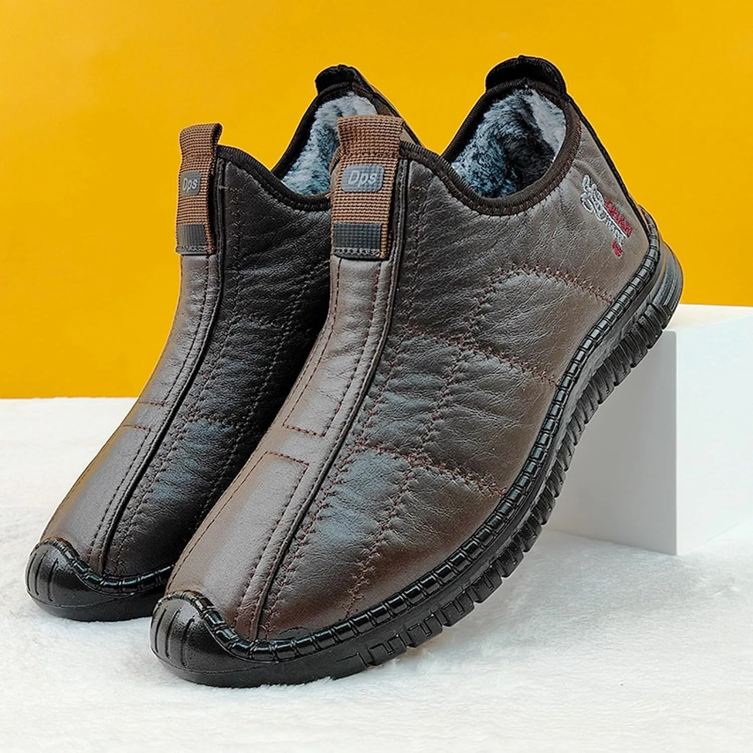 Мужские кроссовки Boss Shoes, слипоны, зимняя повседневная обувь, удобные нескользящие кроссовки для ежедневного использования Generic, кофейный — фото 3