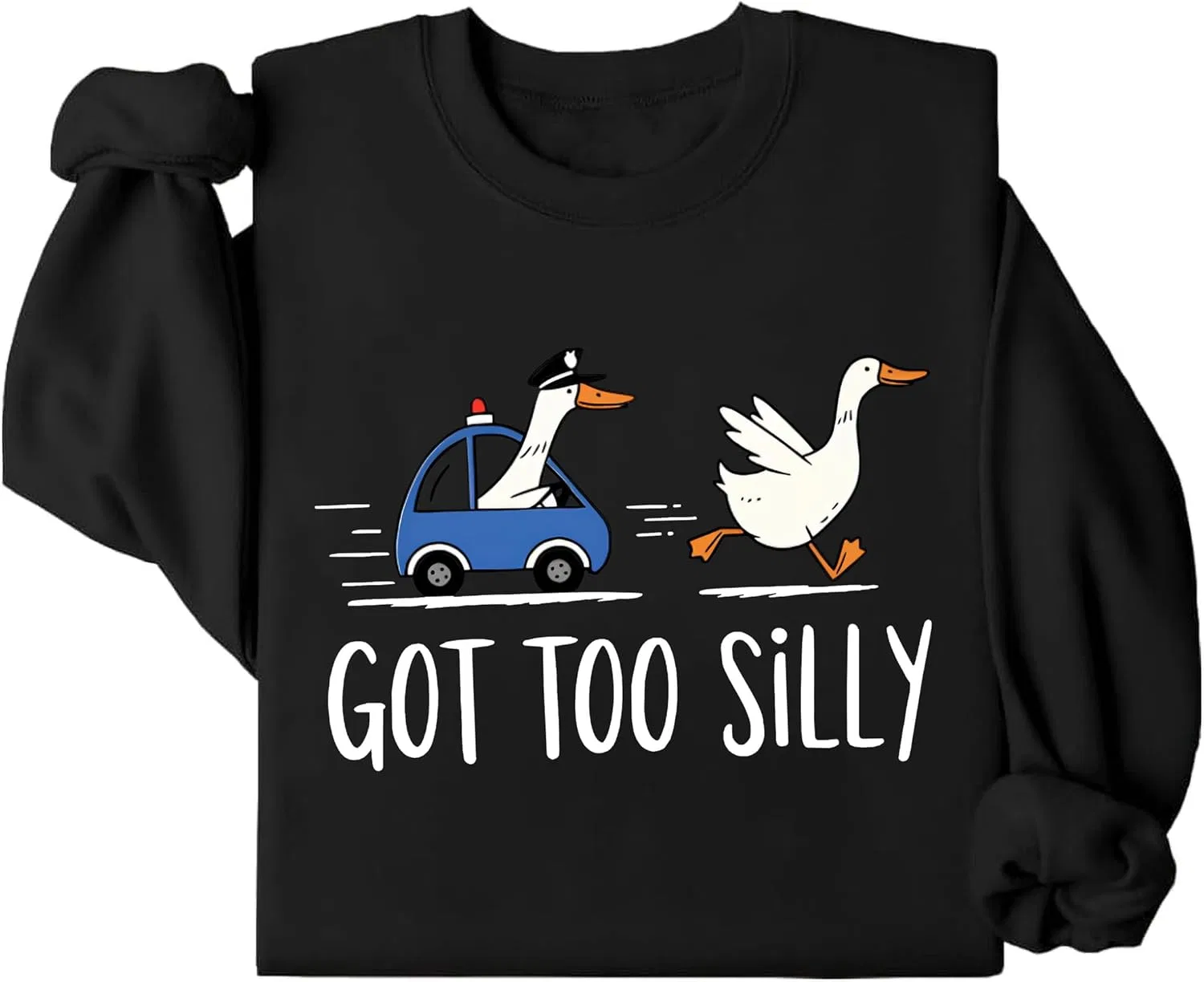 Толстовка Got Too Silly Goose с забавным рисунком, футболка с длинным рукавом "Глупый гусь", пуловер с капюшоном "Утка за рулем автомобиля"