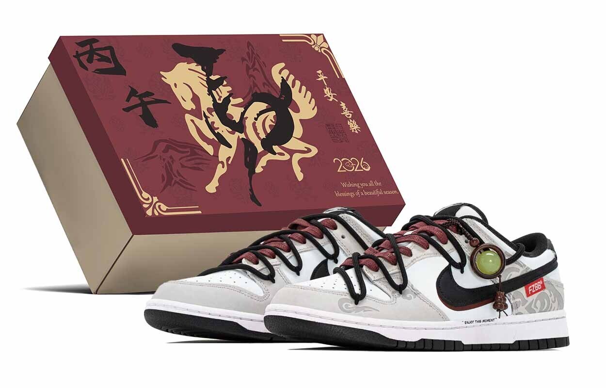 

Nike Dunk CNY Box, Leap Into The New Journey, устойчивые к истиранию низкие скейтборд кроссовки мужские черный серый белый