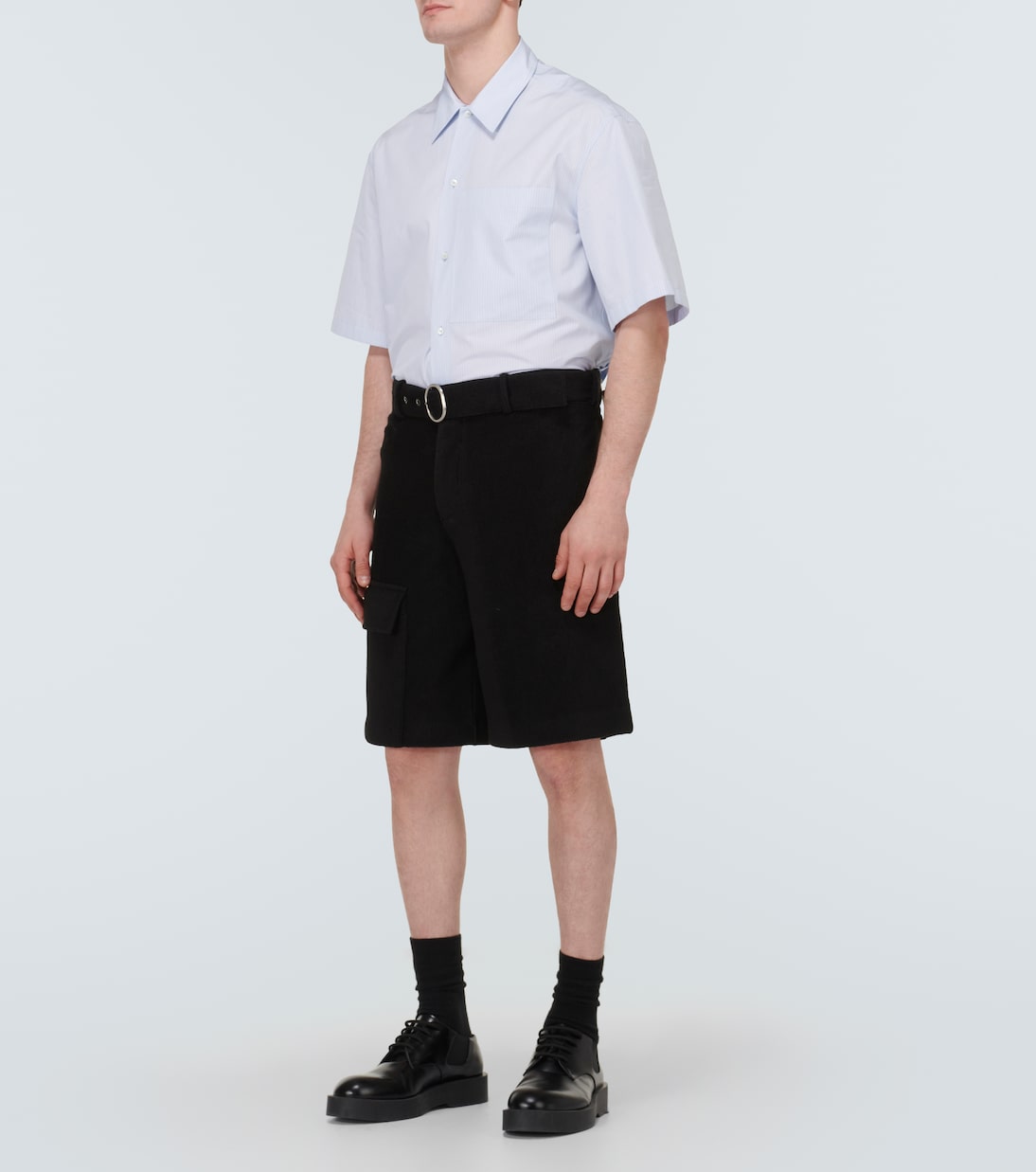 Вязаные крючком шорты из хлопковой смеси с низкой талией Jil Sander, черный — фото 2