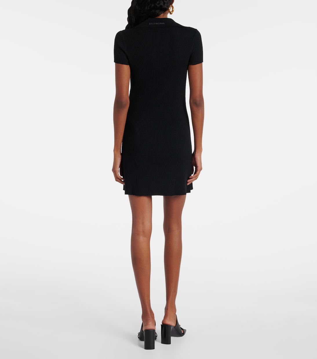Поло-платье из шерстяной смеси Balenciaga, черный — фото 3