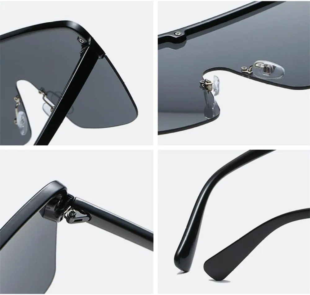 

Модные цельные солнцезащитные очки с большими линзами для женщин и мужчин, стильные, с плоской верхней частью, зеркальные, синие, большие очки-маска MTZJH, C6