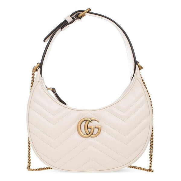 

Сумка gg marmont half-moon-shaped mini bag 'mystic white' Gucci, белый