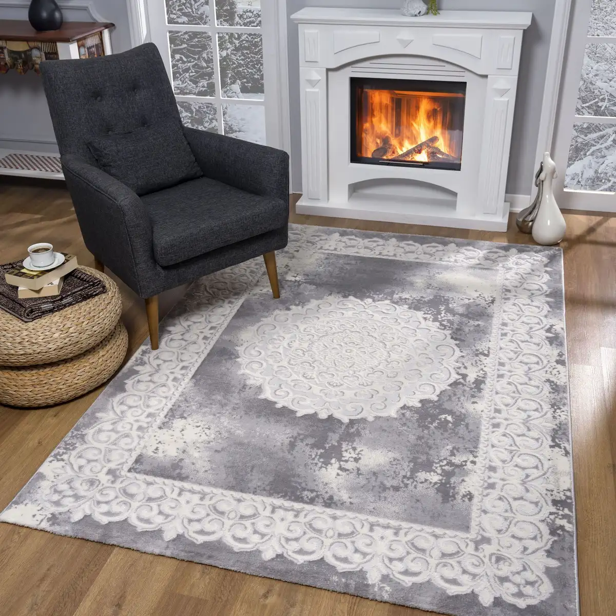 

Ковер Санат "Гармония 3205", прямоугольный, гостиная, восточный вид, короткий ворс, спальня, также как дорожка Sanat 80х300 см, светло-серый