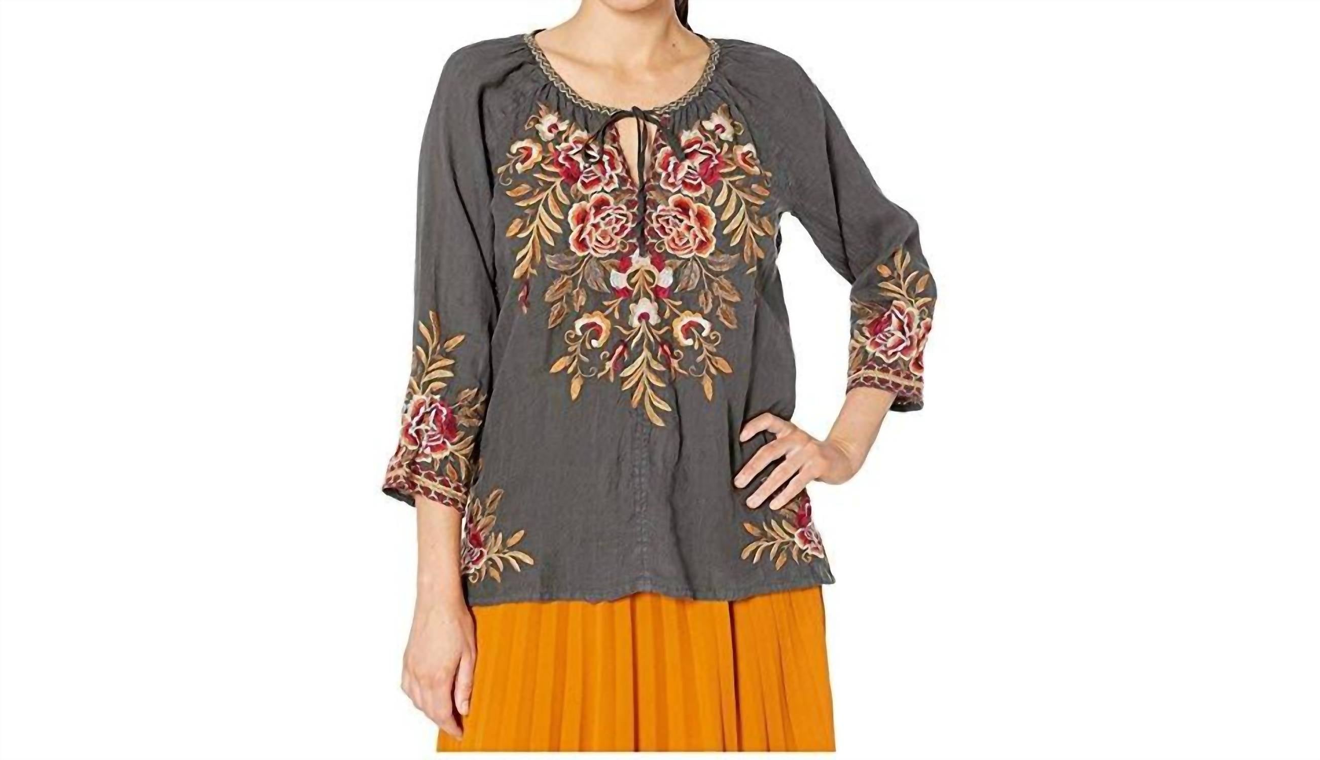 

Блуза Charlotte Peasant Blouse In Cement Johnny Was