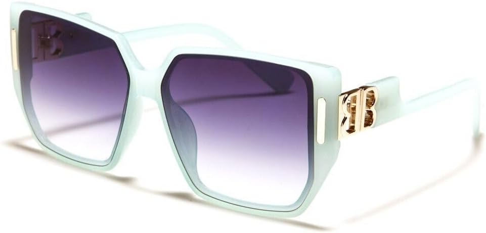 

Женские солнцезащитные очки Dweebzilla BB XL увеличенного размера, квадратной формы, с защитой от ультрафиолета UV400, гибридные, Light Green & Gold Frame - Black Gradient Lenses