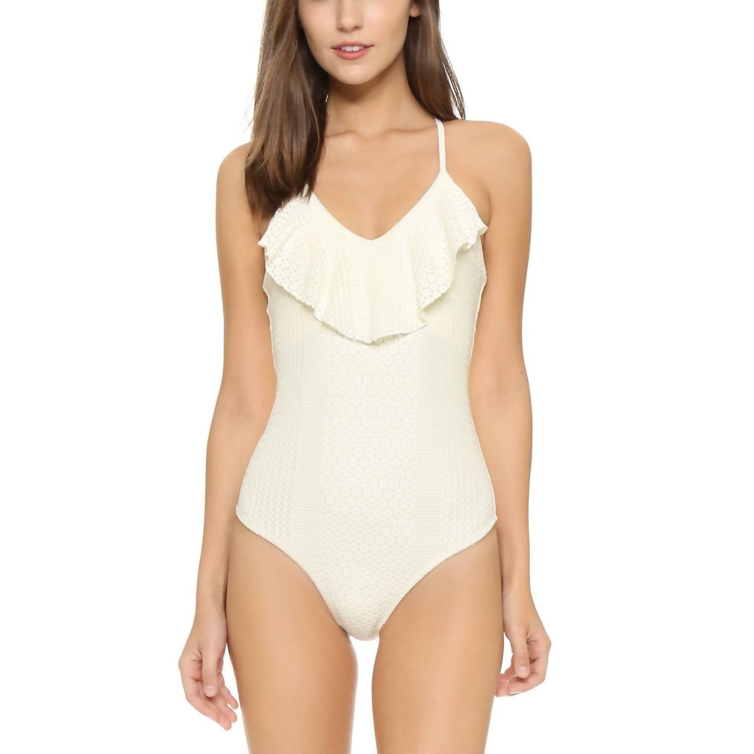

Слитный купальник Daisy Ruffle Maillot цвета слоновой кости Shoshanna