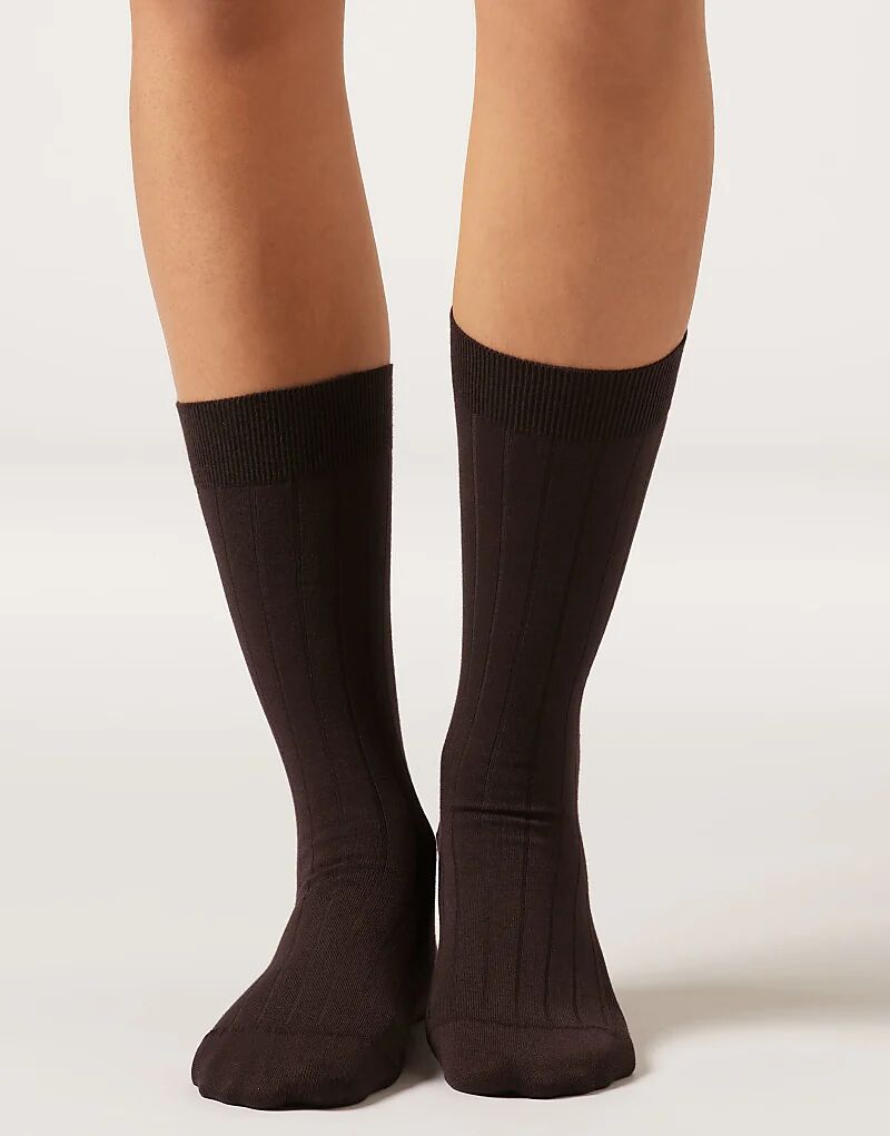 

Носки Calzedonia Ribbed длиной до середины голени коричневого цвета