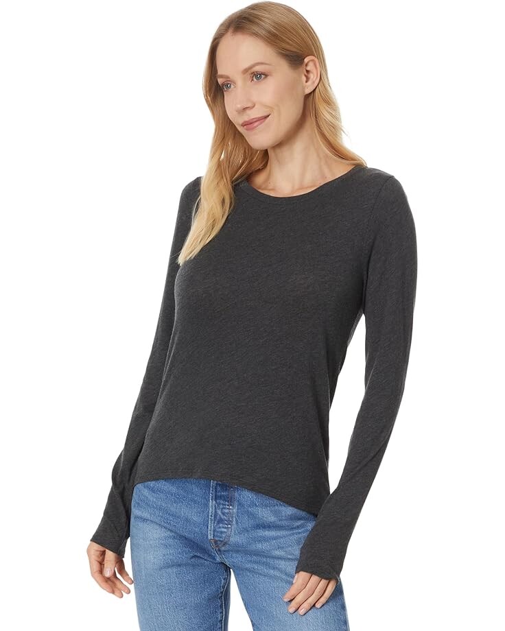 

Лонгслив Eileen Fisher Round Neck Slim Long Sleeve Tee, угольный