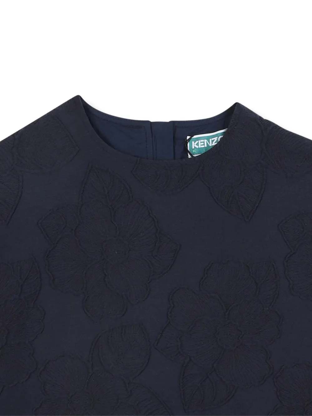 Жаккардовое платье с цветочным узором Kenzo Kids, синий — фото 3