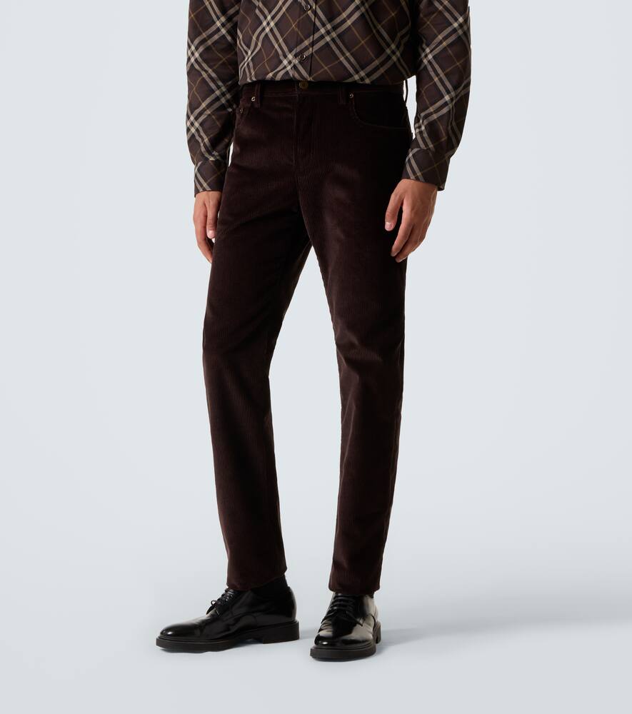 Брюки Burberry хлопковые узкие вельветовые, Clove коричневый — фото 3