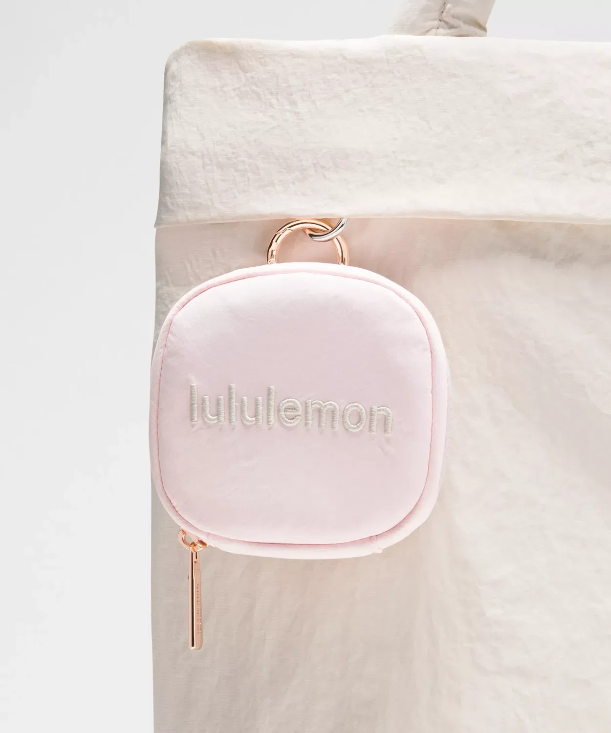 Чехол-органайзер для поездок на работу с зажимом Lululemon, розовый жемчуг/светлая айвори/розовое золото — фото 2