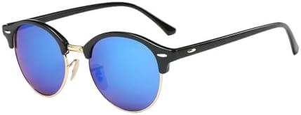 

Винтажные солнцезащитные очки 2027 года для женщин и мужчин, ретро-очки с заклепками, круглые зеркальные очки для вождения, женские и мужские, с защитой от УФ-излучения UV400 MTZJH, Blue