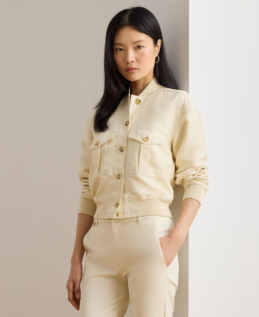 

Женская куртка-бомбер из льняной смеси Lauren Ralph Lauren, Ivory Beige