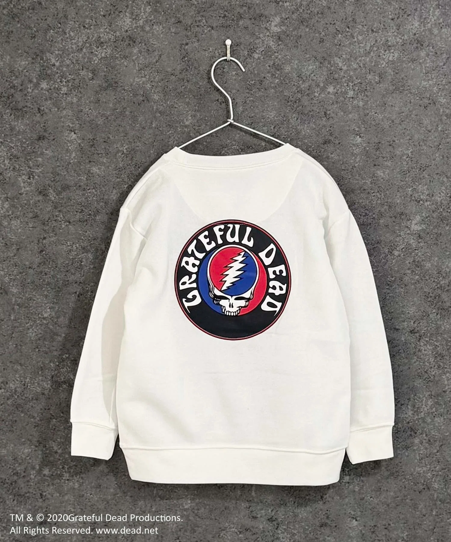 【GRATEFUL DEAD】 Толстовка оверсайз из хлопкового флиса с начесом, предотвращающего образование катышков, с рисунком Grateful Dead — фото 3