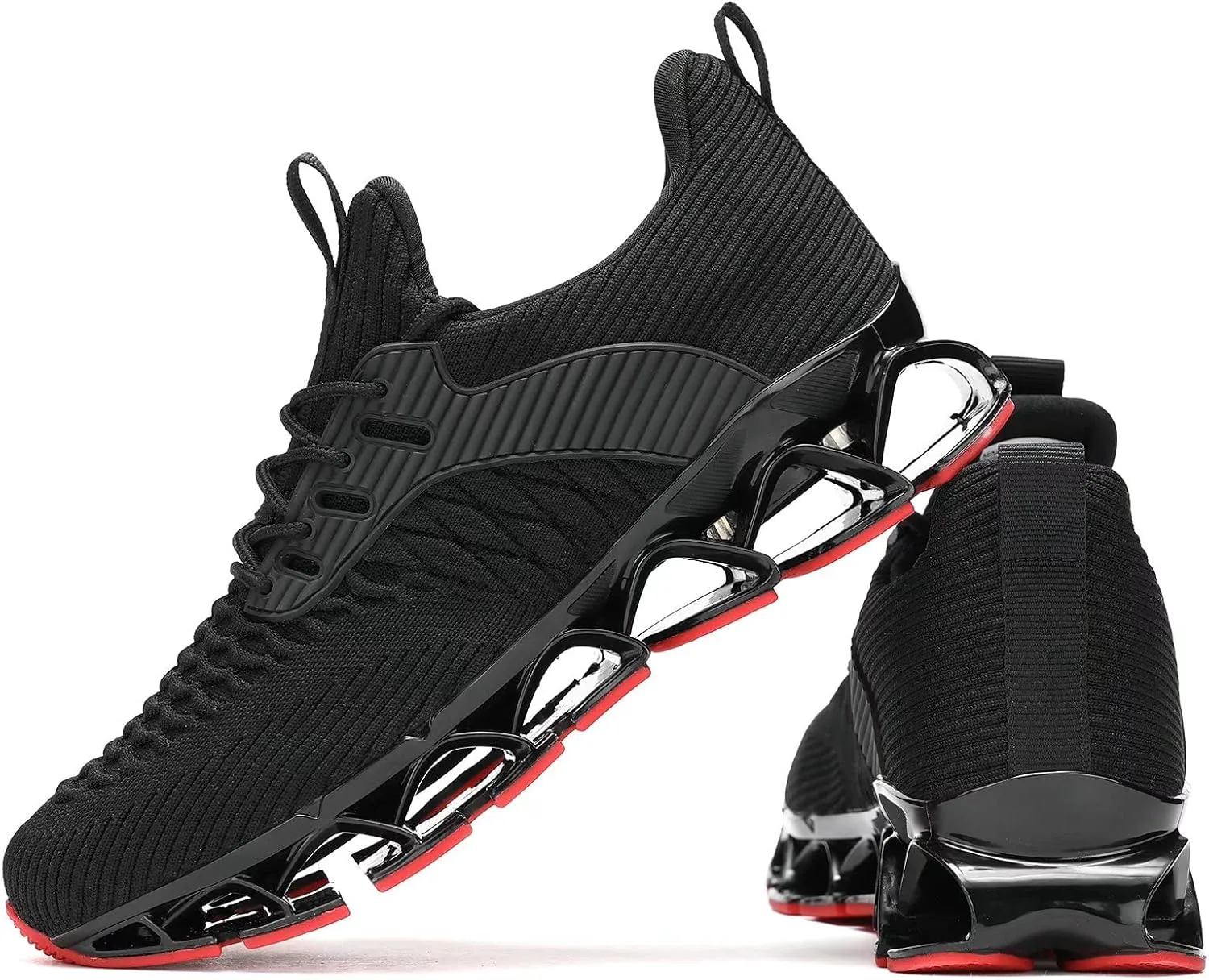 

Мужские кроссовки без шнурков для ходьбы, бега, тенниса, повседневной носки, модные, удобные, с противоскользящей подошвой, для работы и спорта Kvovzo, черный/красный