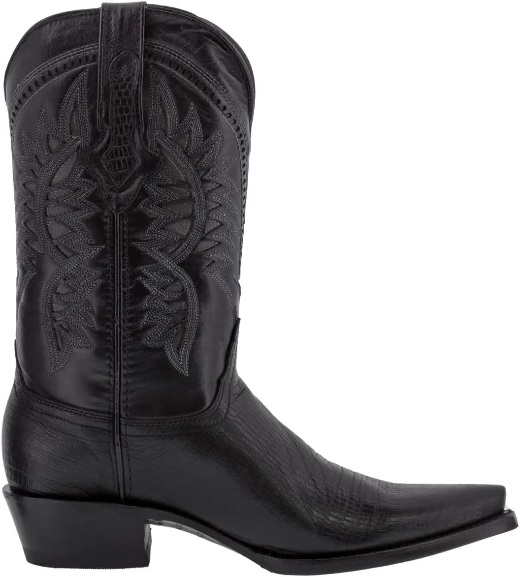 

Мужские черные вестерн-сапоги Texas Legacy с кожей и принтом под ящерицу, острый носок, черный