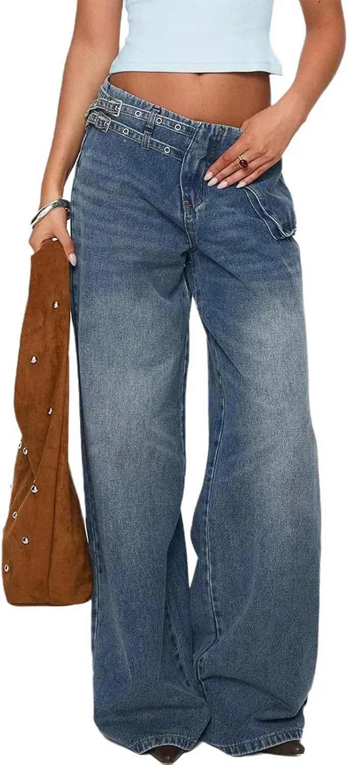 

Джинсы High Waisted Straight Leg для женщин в стиле Y2K MRNYQBM