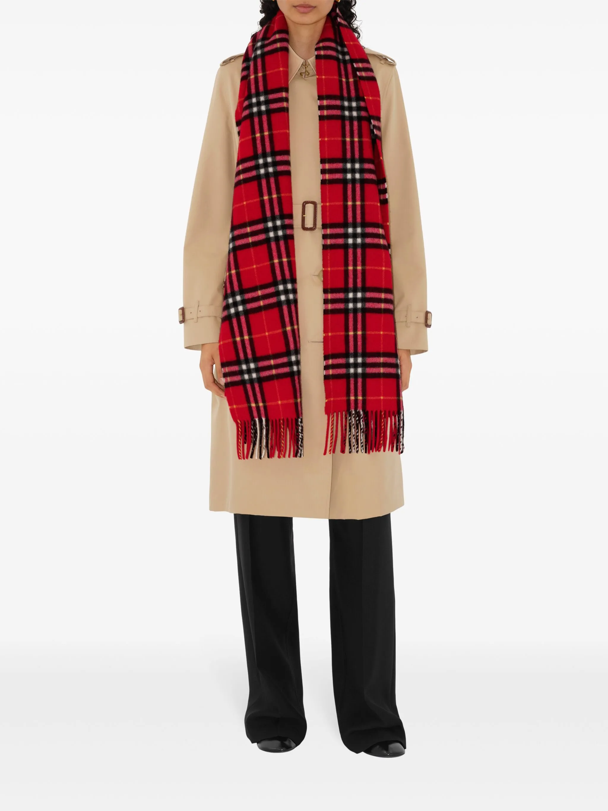 Кашемировый шарф в клетку Burberry, красный — фото 3