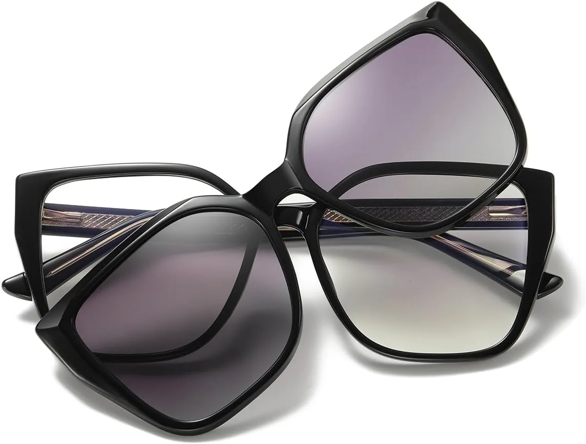 

Поляризованные солнцезащитные очки «кошачий глаз» с магнитными заушниками, квадратной формы, для вождения, женские, с ацетатными дужками weiyuchen, Pink Leopard Frame