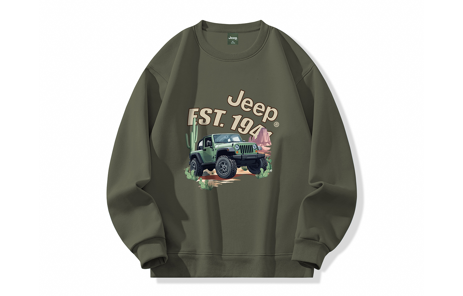 

Свитшот Unisex Crew Neck Moderate Regular Jeep, desert jeep серый зеленый