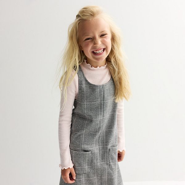 Детский комплект с воротником-стойкой: топ и платье Jumping Beans, Black Plaid Holiday — фото 3