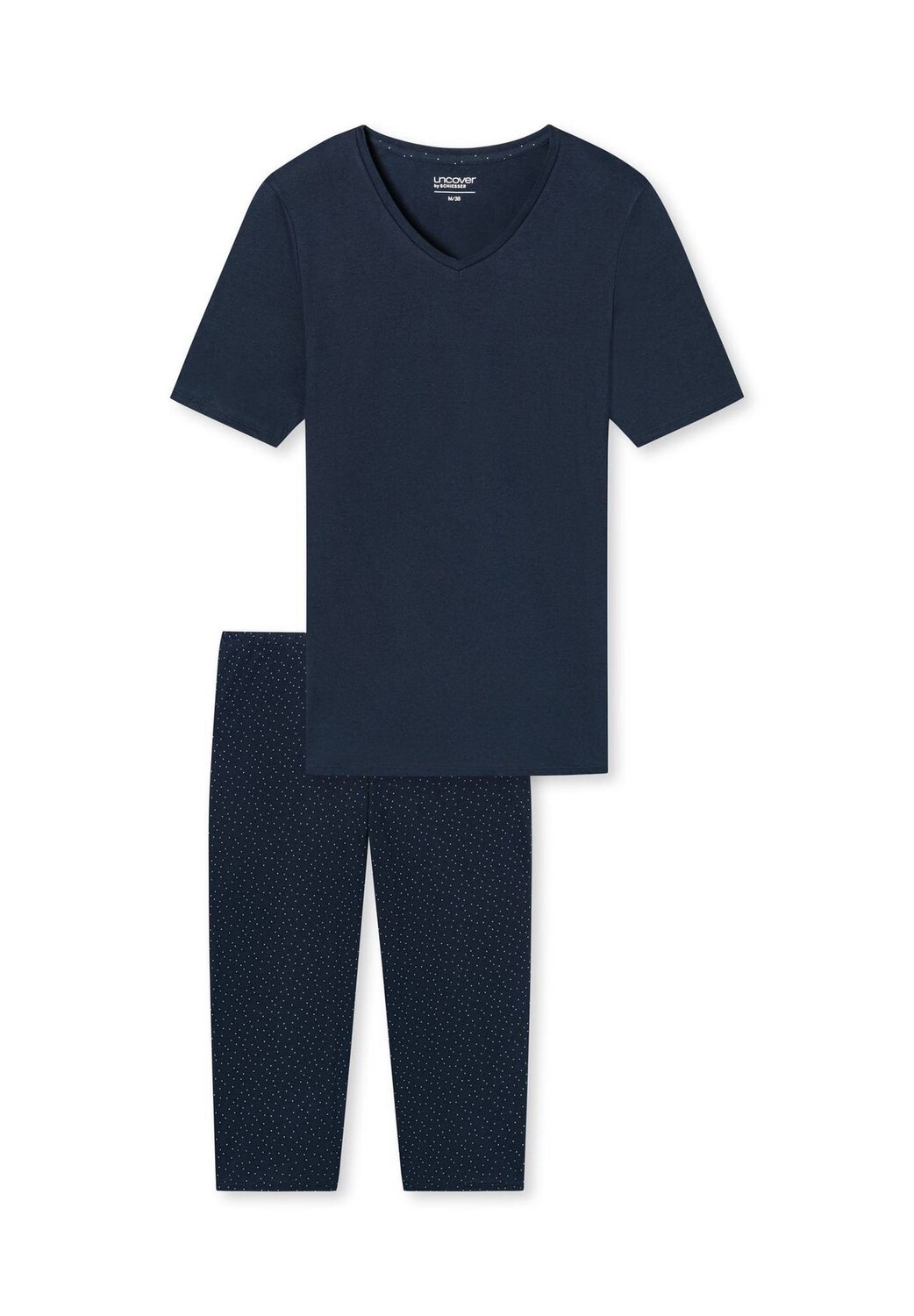 

Женский короткий пижамный комплект, 2 шт. - Рукав 1/2, брюки 3/4, V-образный вырез uncover by SCHIESSER, темно-синий